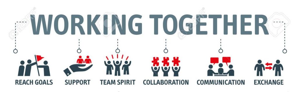 working together vector illustration icons